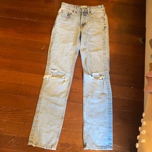 Zara Ripped Straight Jeans